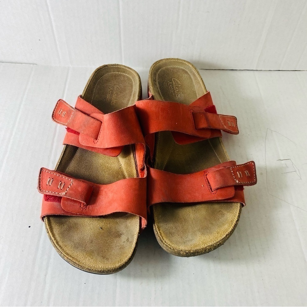 Clarks Artisan Collection Red/Orange  Slip-on Sandals Size:10W